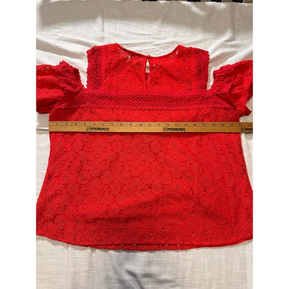 Project Runway Red Crochet top cold shoulder-XL - Picture 10 of 12